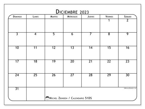 Calendario Diciembre De 2023 Para Imprimir “482ds” Michel Zbinden Cr