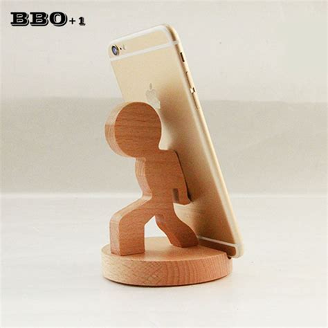 Creative 1pcs Mini Wooden Mobile Phone Holder Stand Base