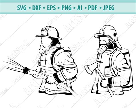 Firefighter Svg Fireman Svg Cut File Fireman Silhouette Etsy