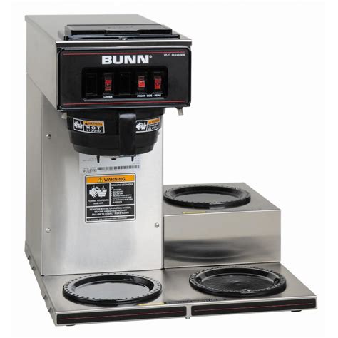 Bunn coffee makers can be used for commercial and personal use and are extremely popular. Bunn 12-Cup Pourover Commercial Coffee Brewer with 3 Lower Warmers, Stainless-13300.0003 - The ...