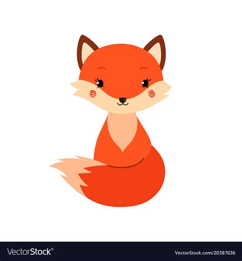 Cute Cartoon Fox In Modern Simple Flat Style Vector Image