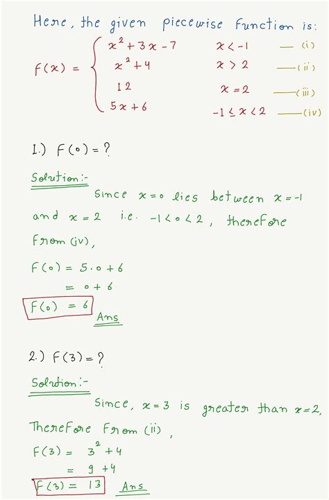 Solved Piecewise Answer The Following Piecewise Functions Example X Course Hero