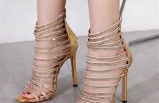 heels bling gold sandals high strappy stiletto rhinestone shoes peep toe evening cm womens open party sexy sandal gladiator heel