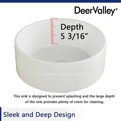 Deervalley Symmetry White Ceramic Circular Vessel Bathroom Sink