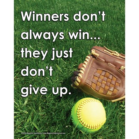 Unframed Softball Inspirational Quote Winners Dont Give Up 8 X 10