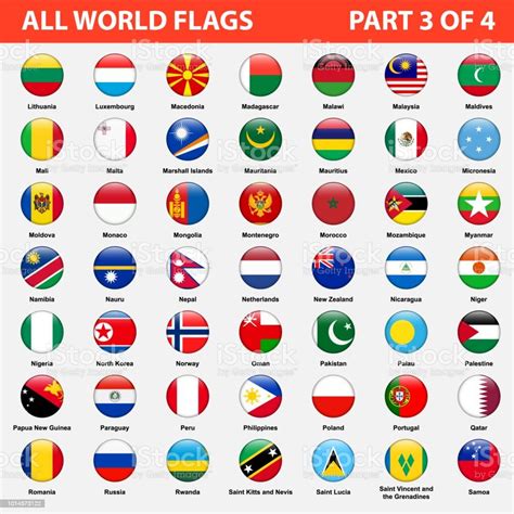 All World Flags In Alphabetical Order Part 3 Of 4 Stock Illustration
