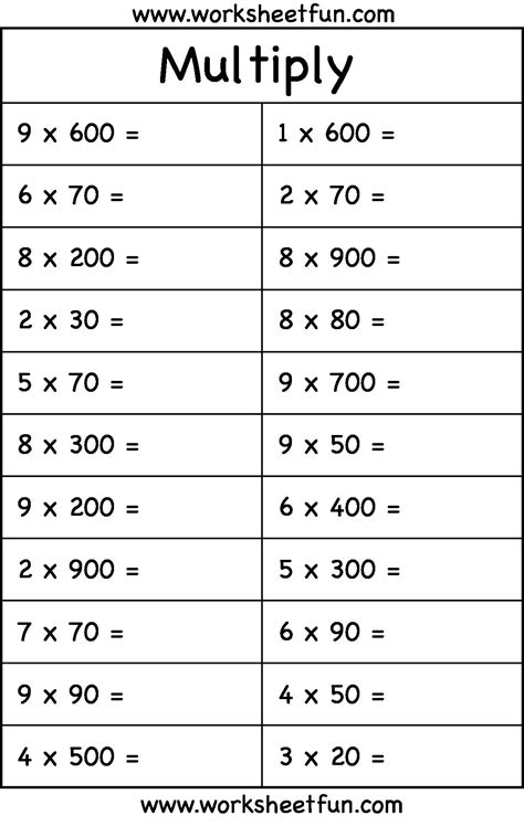 Math Worksheets Multiples Of Ten