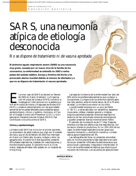 SARS una neumonía atípica de etiología desconocida