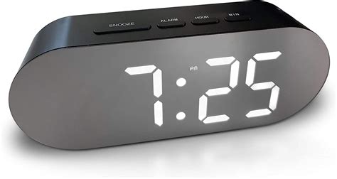 Digital Alarm Clock Mains Powered Big Digit Mirror Display No