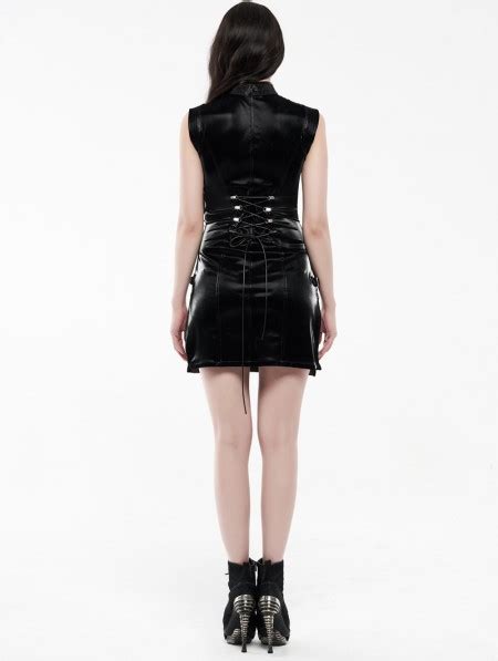 punk rave black chinese cheongsam style cyber gothic short dress