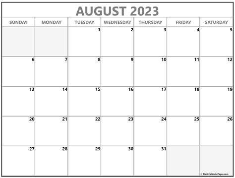 August 2023 Calendar Free Printable Calendar Templates