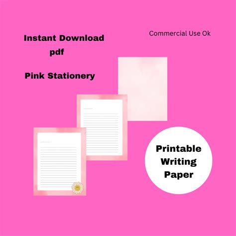 Pretty Pink Printable Writing Papers