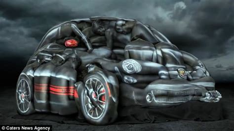 Naked Models Covered In Bodypaint Help Artist To Create Vision Of Fiat