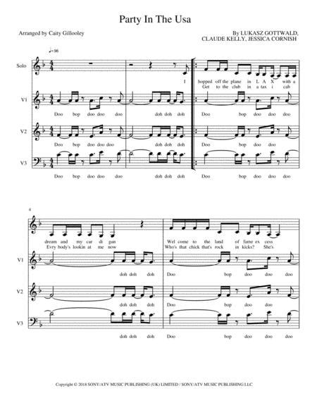 Party In The Usa By Miley Cyrus Digital Sheet Music For Download