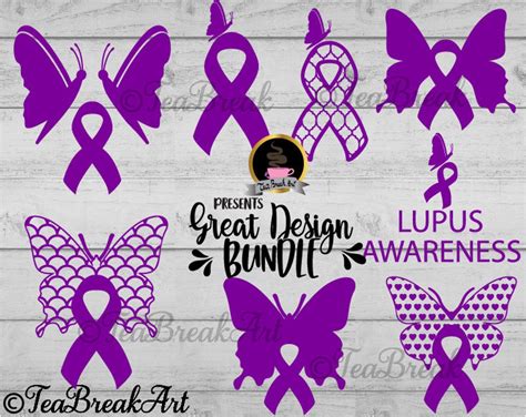 Lupus Awareness Cutting Files Purple Ribbon With Butterfly Svg Etsy