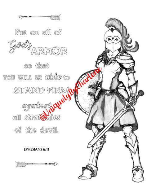 Female Armor Of God Coloring Page