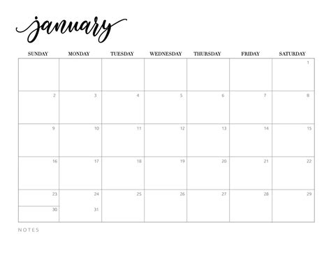 33 Blank Printable January 2022 Calendars Onedesblog