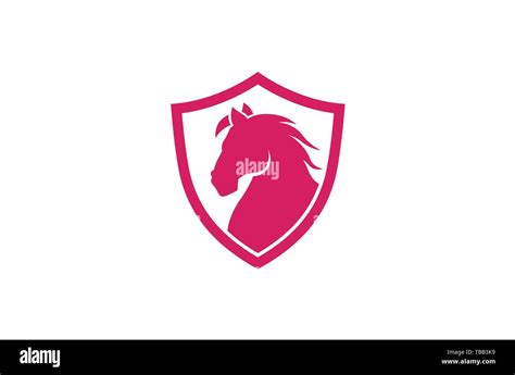 Creative Red Horse Shield Logo Design Symbol Vector Illustration Stock