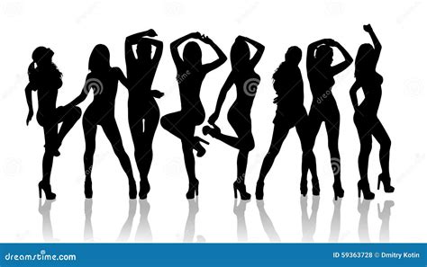 Group Of Silhouette Girls Dancing Stock Illustration Illustration Of