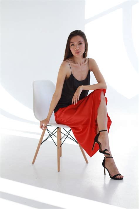 Red Silk Skirt Midi Long A Line Skirt Outfit Stretch Silk Slip Bias