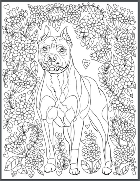 Printable pitbull boxer dog drawing easy coloring page free. De-stress With Dogs: Downloadable 10 Page Coloring Book ...