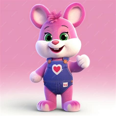 Premium Ai Image A Pink Bunny With A Heart On Its Chest Is Standing