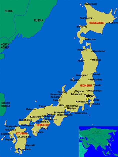 The main island is honshu, and it. Map - Japan's Geography