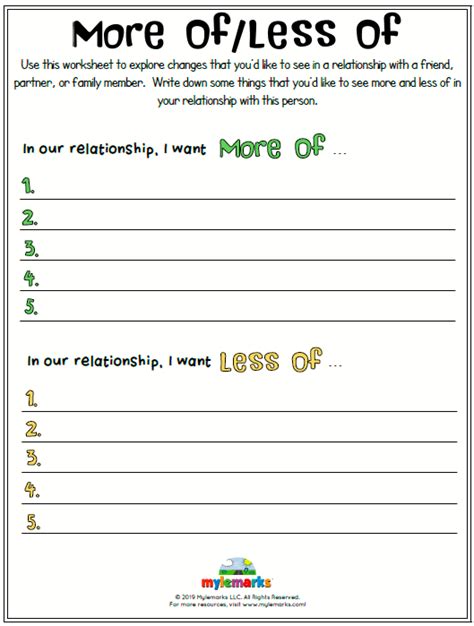 Healthy Relationship Worksheets For Kids And Teens