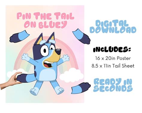 Bluey Pin The Tail On Bluey Party Favors Bluey Birthday Party Etsy Uk