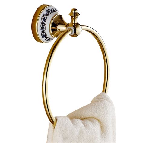 leyden golden finish brass and creamic modern bathroom round towel ring bathroom accessories