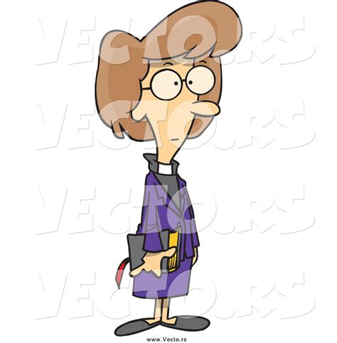 Vector Of A Cartoon Brunette Caucasian Female Minister By Toonaday 29552