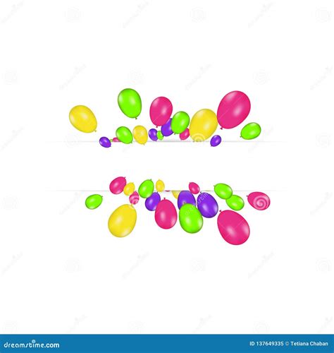 Blank Banner With Color Balloons Isolated On White Background Vector