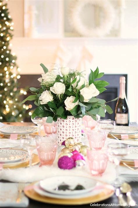From stunning christmas centerpieces to place settings and beyond, our table decorations are sure to sparkle. White & Pink Christmas Table Setting - Celebrations at Home