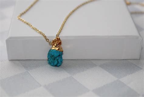 Natural Turquoise Necklace Turquoise Necklace Gold Turquoise Etsy