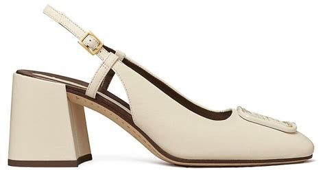 Tory Burch Georgia Leather Slingback Pumps In Natural Lyst