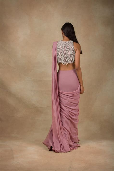 Onion Pink Embroidered Drape Saree In 2020 Saree Models Saree Look