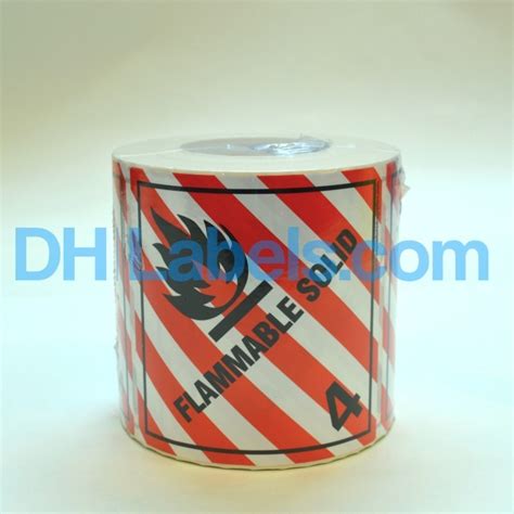 Flammable Solid Hazard Placard Roll Units Self Adhesive