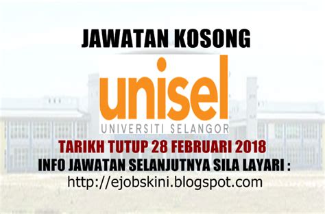 Maybe you would like to learn more about one of these? Jawatan Kosong Universiti Selangor (UNISEL) - 28 Februari 2018