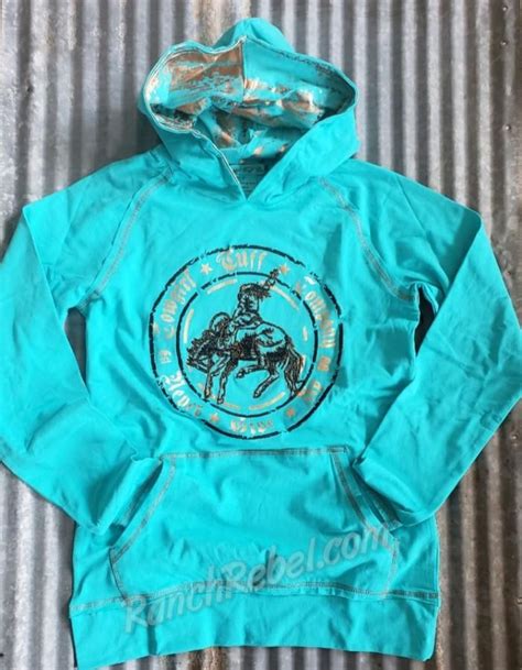 Cowgirl Tuff Turquoise And Copper Cowgirl Bronc Hoodie 2426 Cowgirl Tuff Hoodies Country Outfits