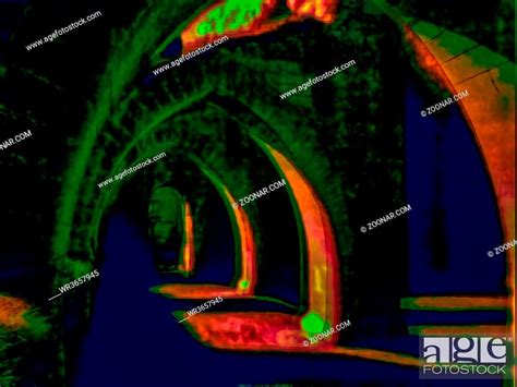 Thermal Image Of Avastra Monastery Ruins With Its Beautiful Arches