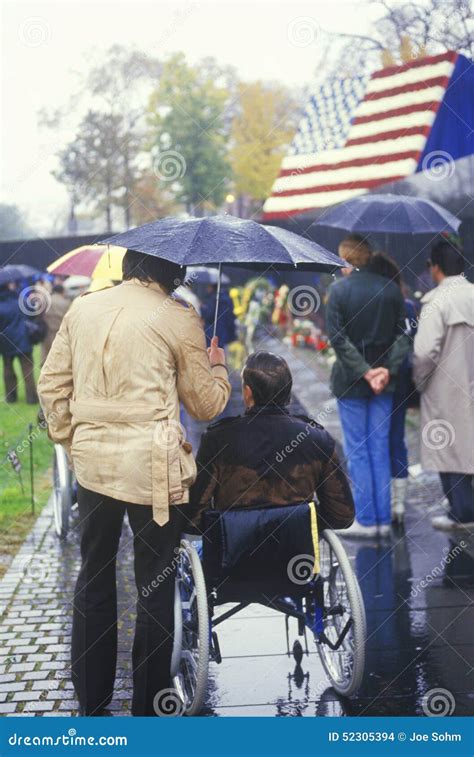 Veteran In Wheelchair Vietnam Memorial Washington Dc Editorial