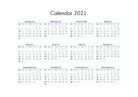 Printing help page for better print results. 56+ Printable Calendar 2021 One Page, Printable 2021 Yearly Calendar