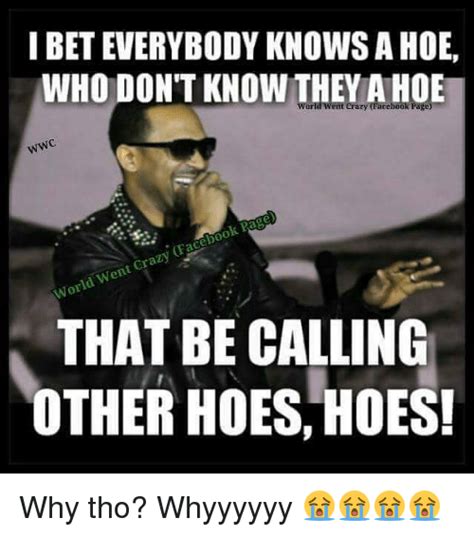 I Bet Everybody Knows A Hoe Who Dont Know They A Hoe Wwc 0 0 T Crazy D