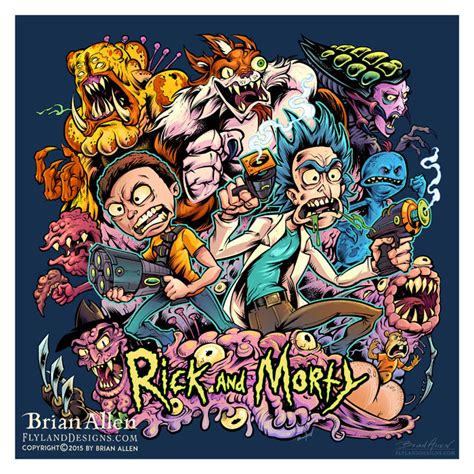Rick And Morty Official T Shirt Illustration Flyland Designs