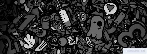 Black And White Graffiti Wallpaper With Lots Of Different Items On Its