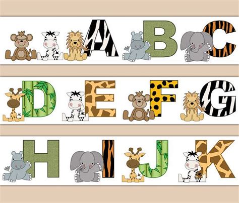 Jungle Safari Decal Animal Alphabet Wallpaper Border Wall Stickers Boy