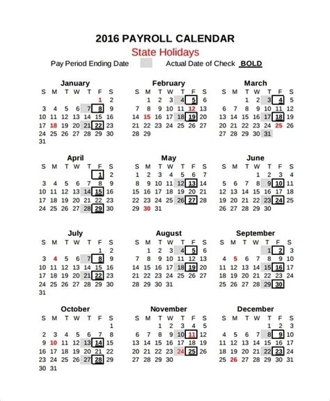 Free 9 Sample Payroll Calendar Templates In Pdf Excel