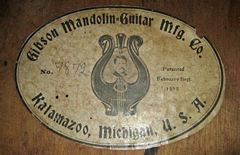 1906 Gibson Style F2 Artist Mandolin Label Mandolin Guitar Gibson