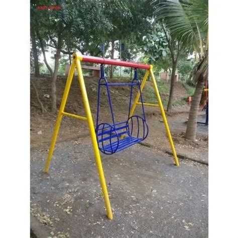Mild Steel Yellow And Blue Children Swing For Playground Seating