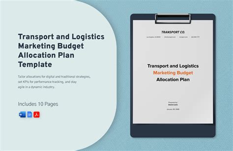 Transport And Logistics Marketing Budget Allocation Plan Template